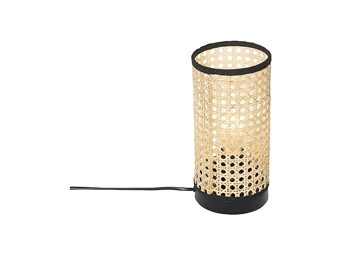 Lampe de table rustique en rotin avec noir - Kata