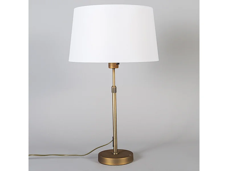 Lampe de table bronze avec abat-jour blanc 35 cm réglable - Parte