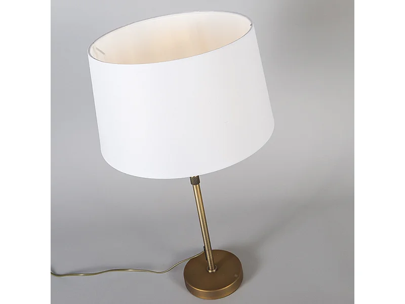 Lampe de table bronze avec abat-jour blanc 35 cm réglable - Parte