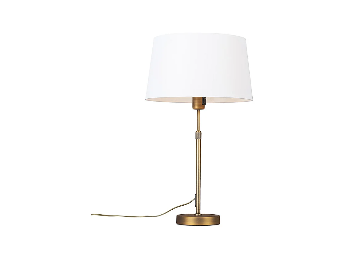 Lampe de table bronze avec abat-jour blanc 35 cm réglable - Parte
