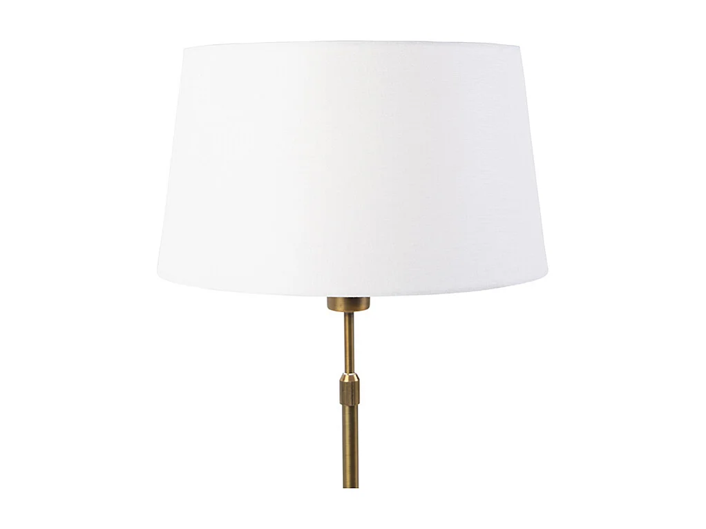 Lampe de table en bronze avec abat-jour en lin blanc 35cm - Parte