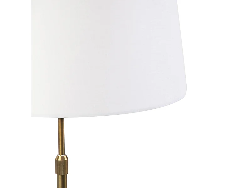 Lampe de table en bronze avec abat-jour en lin blanc 35cm - Parte