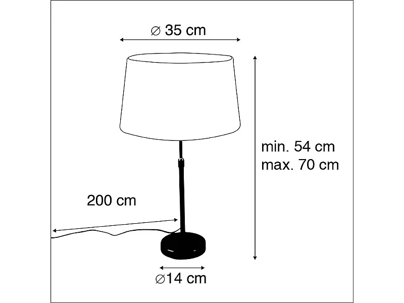 Lampe de table en bronze avec abat-jour en lin blanc 35 cm - Parte