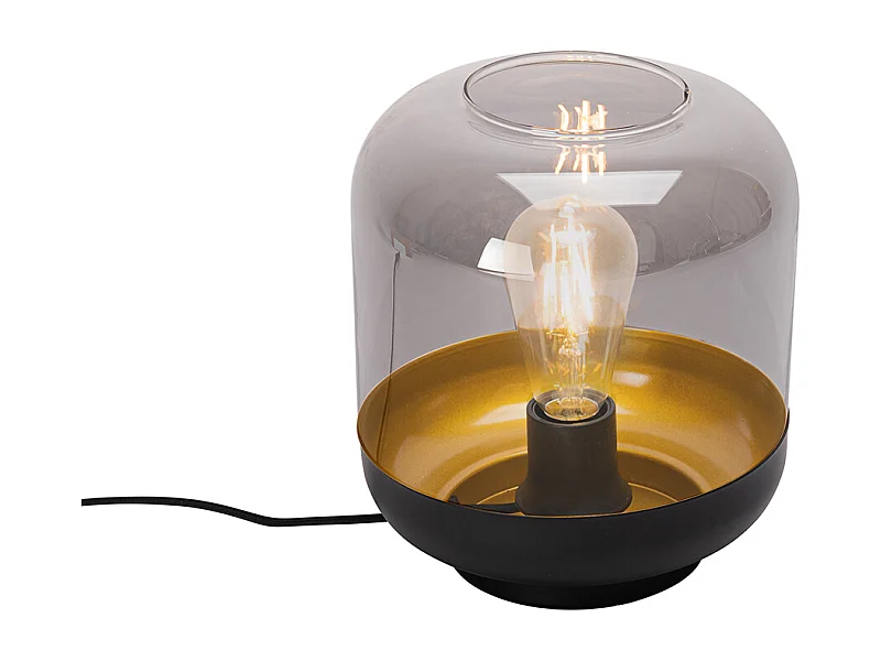 Lampe de table design noire avec verre doré et fumé - Kyan