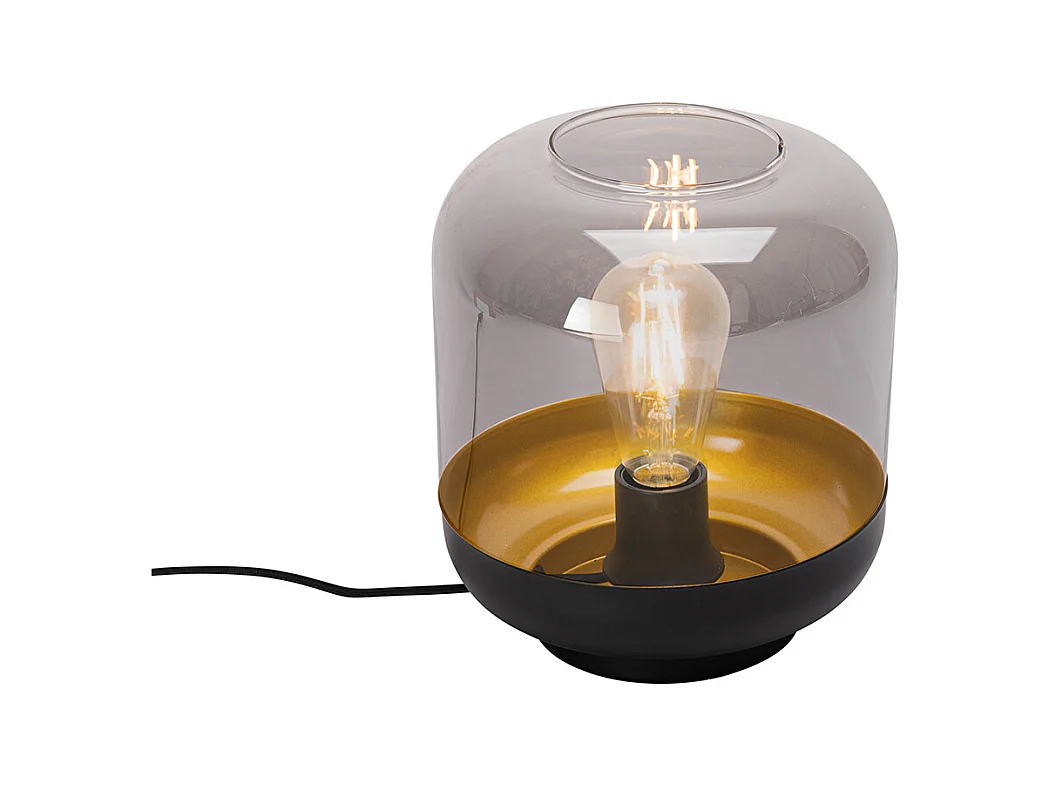Lampe de table design noire avec verre doré et fumé - Kyan