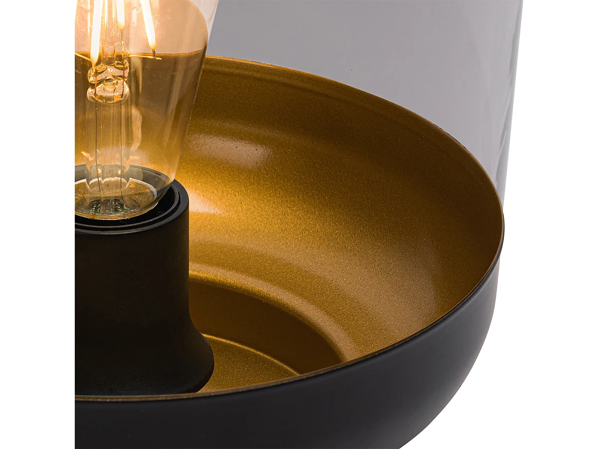 Lampe de table design noire avec or et verre fumé - Kyan