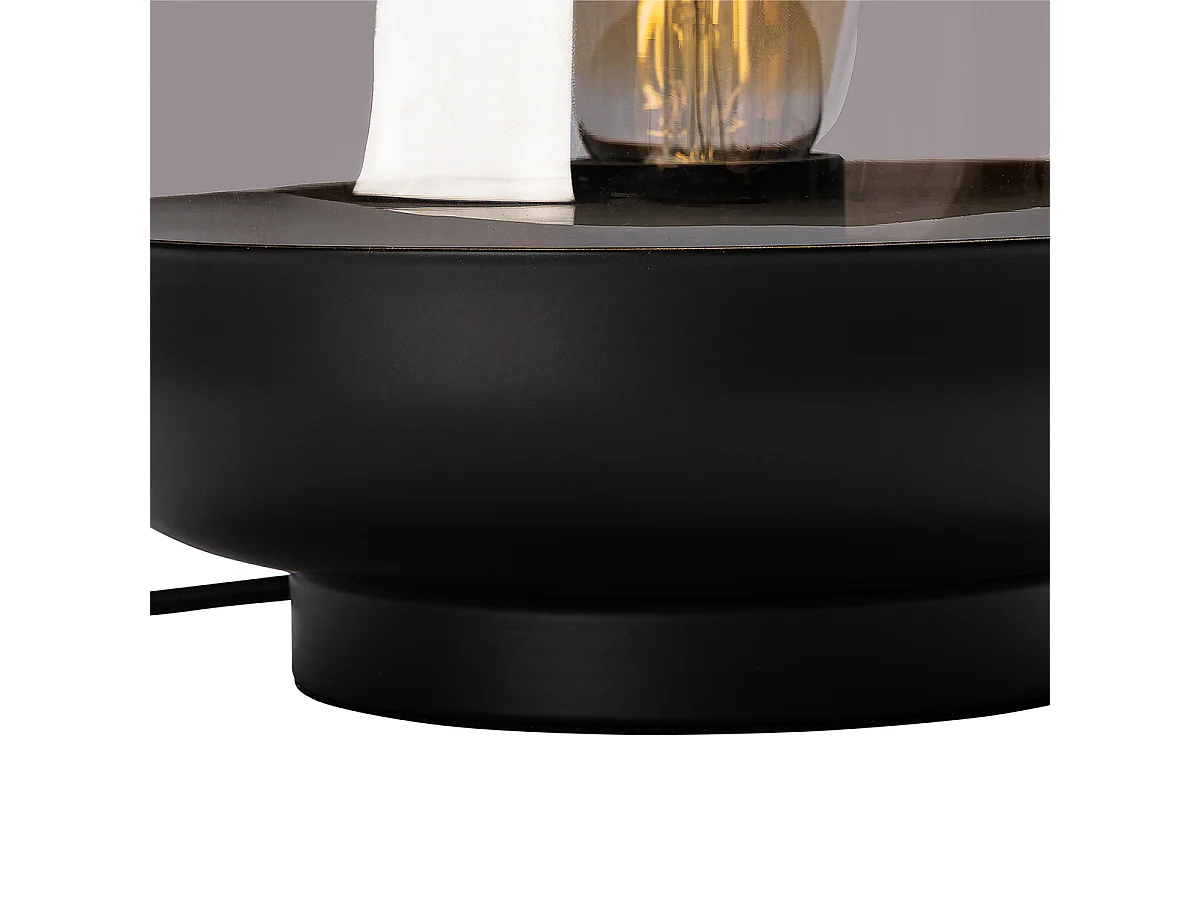 Lampe de table design noire avec or et verre fumé - Kyan