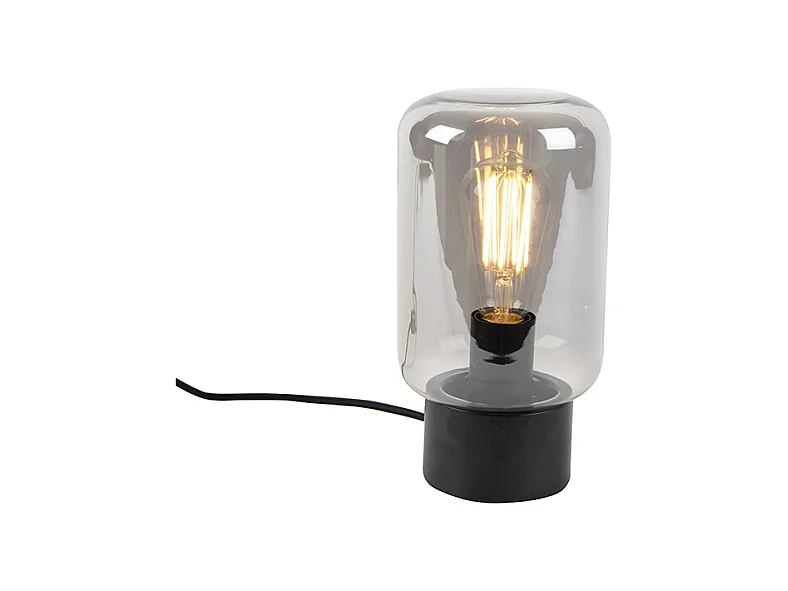 Lampe de table design noire avec verre fumé - Bliss Cute