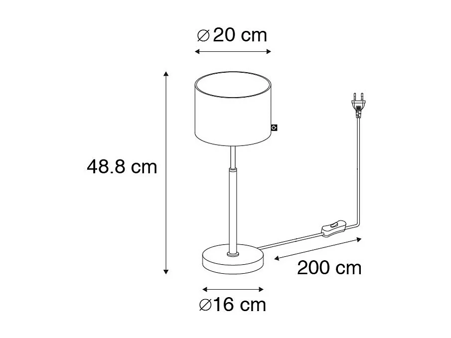 Lampe de table moderne abat-jour en tissu noir avec or - VT 1