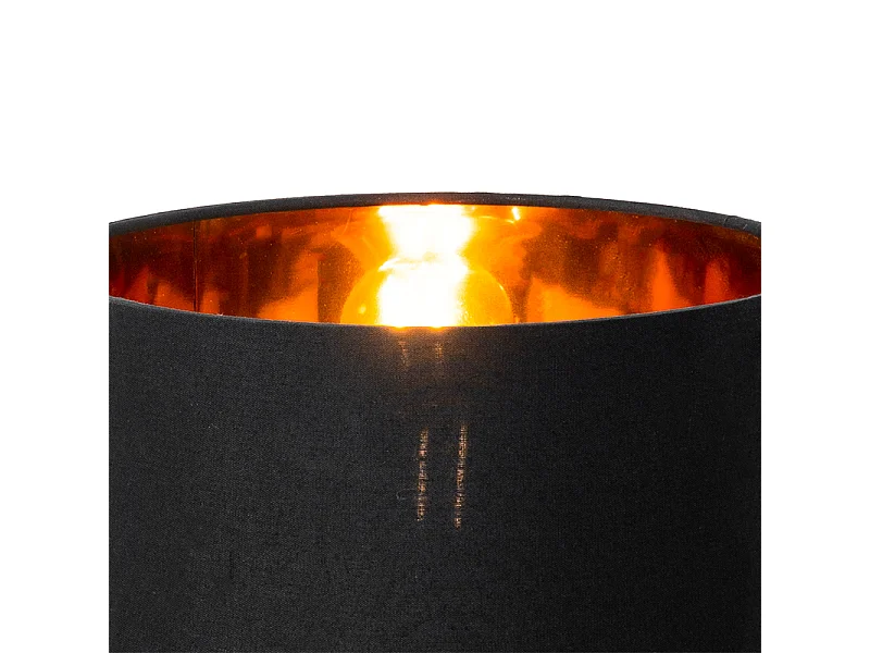 Lampe de table moderne abat-jour en tissu noir avec or - VT 1