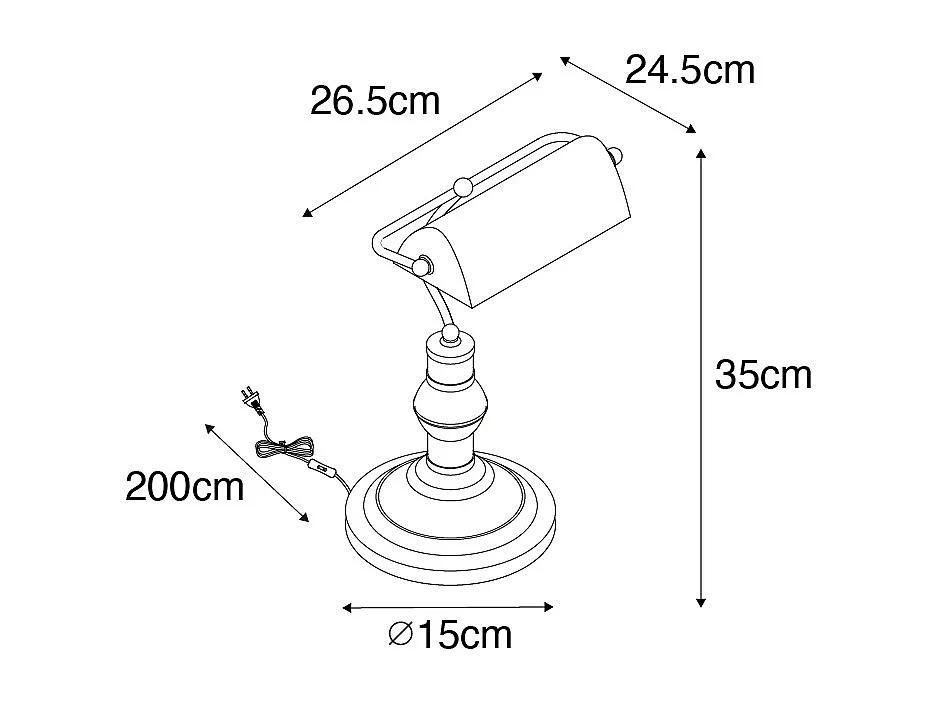 Lampe de table classique / Lampe de notaire en bronze - Banker