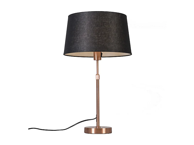 Lampe de table en cuivre avec abat-jour noir 35 cm réglable - Parte