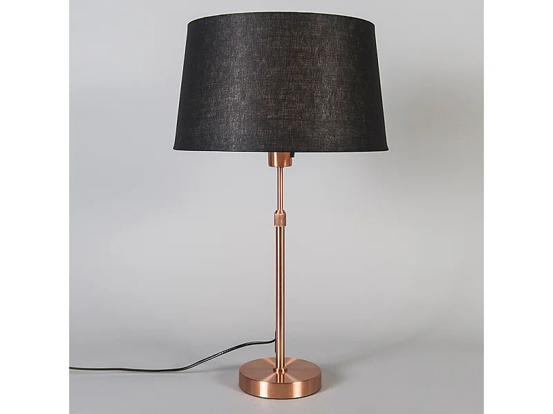 Lampe de table en cuivre avec abat-jour noir 35 cm réglable - Parte