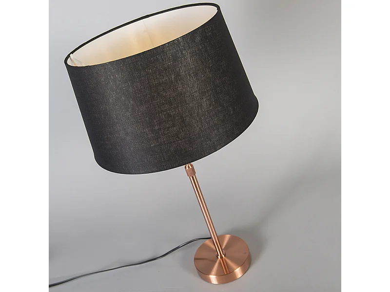 Lampe de table en cuivre avec abat-jour noir 35 cm réglable - Parte