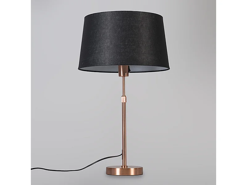 Lampe de table en cuivre avec abat-jour noir 35 cm réglable - Parte