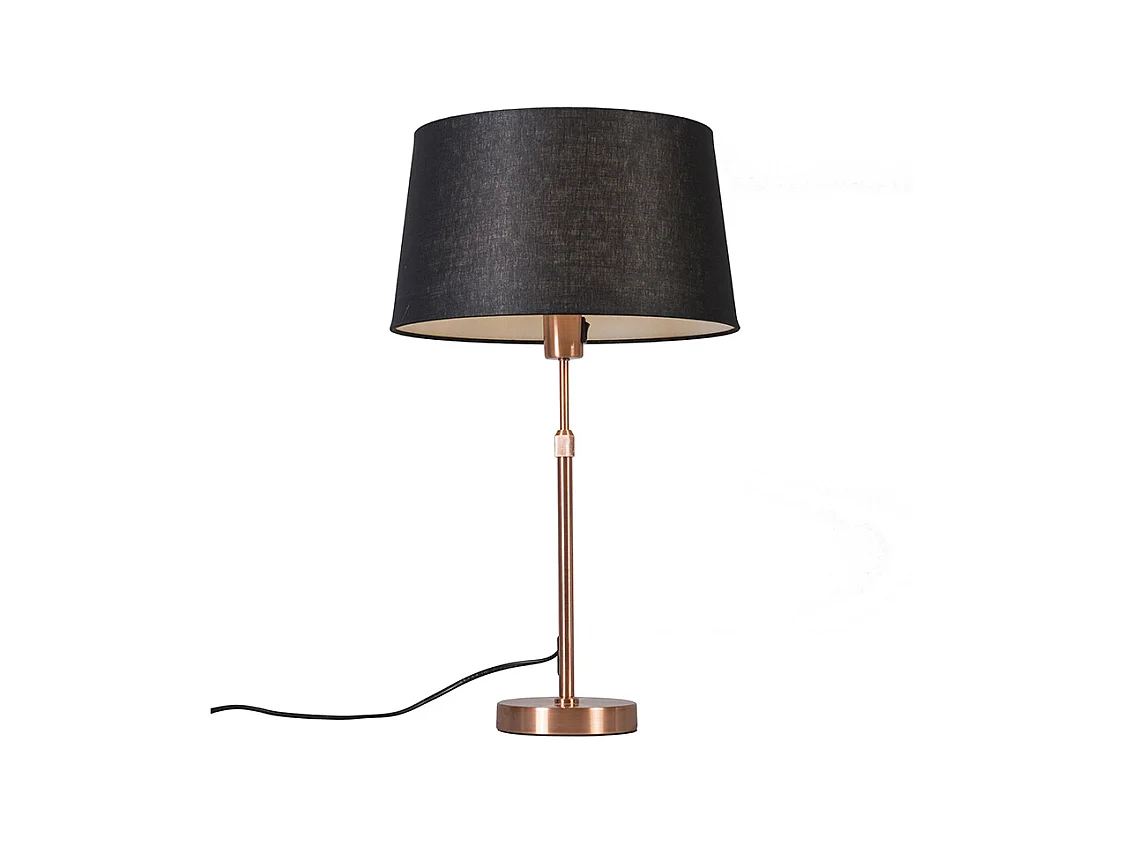 Lampe de table en cuivre avec abat-jour noir 35 cm réglable - Parte