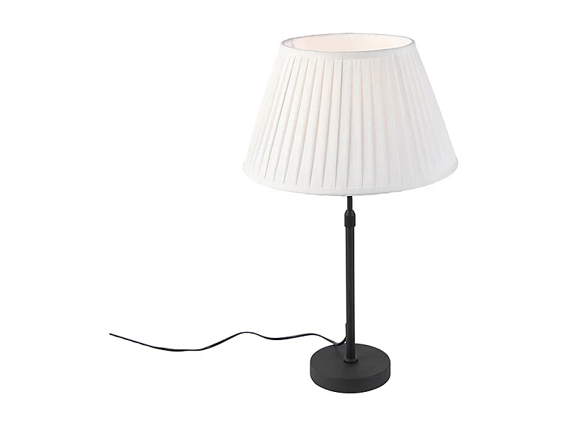 Lampe de table noir avec abat-jour plissé crème 35 cm réglable - Parte