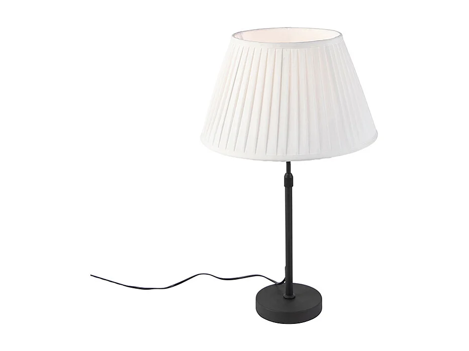 Lampe de table noir avec abat-jour plissé crème 35 cm réglable - Parte