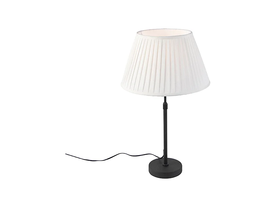 Lampe de table noir avec abat-jour plissé crème 35 cm réglable - Parte