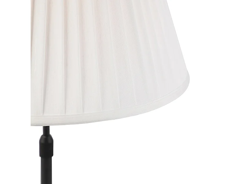 Lampe de table noire avec abat-jour plissé crème 35 cm réglable - Parte
