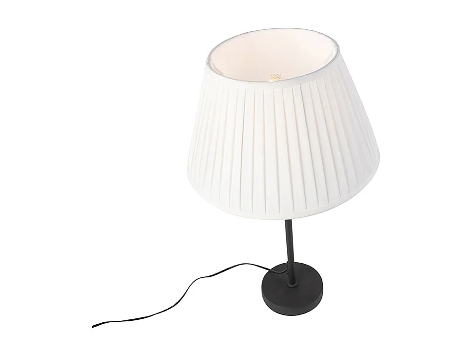 Lampe de table noire avec abat-jour plissé crème 35 cm réglable - Parte
