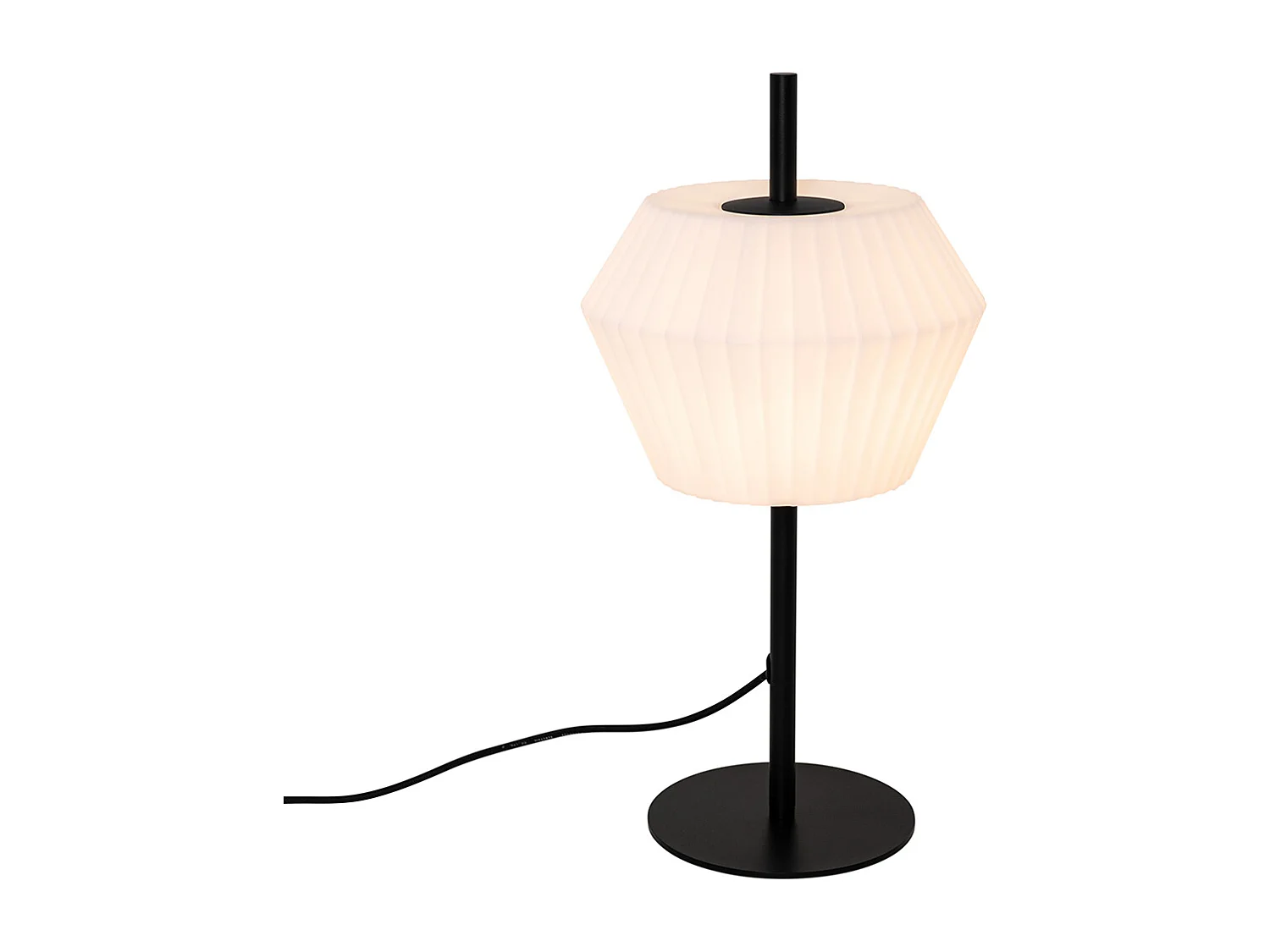 Lampe de table d'extérieur noire avec abat-jour blanc IP44 - Robbert