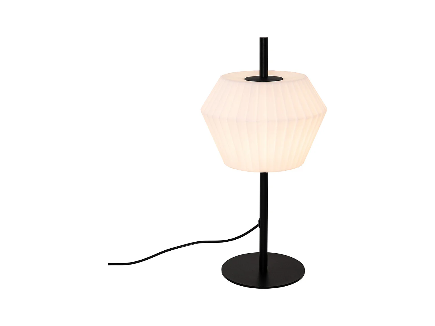 Lampe de table d'extérieur noire avec abat-jour blanc IP44 - Robbert