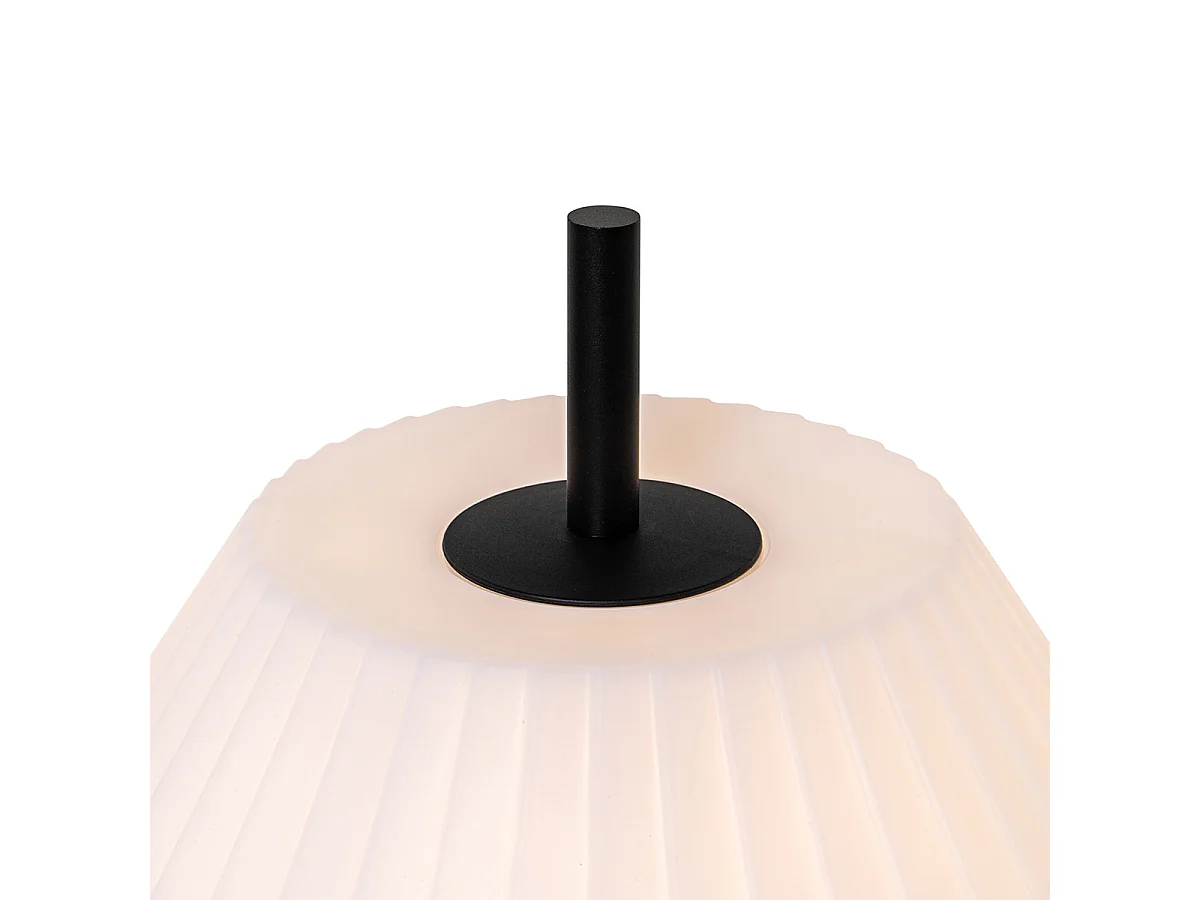 Lampe de table d'extérieur moderne noire avec abat-jour blanc IP44 - Robbert