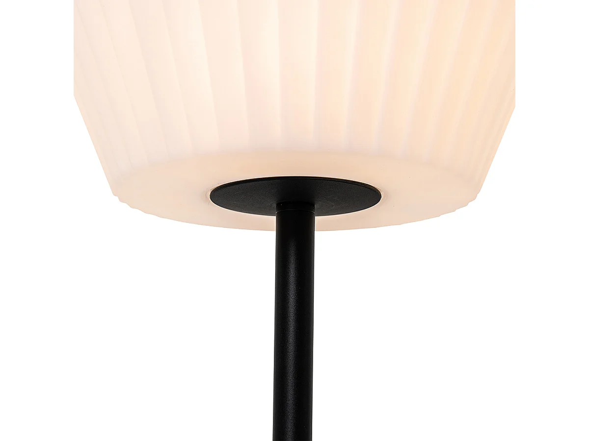 Lampe de table d'extérieur moderne noire avec abat-jour blanc IP44 - Robbert