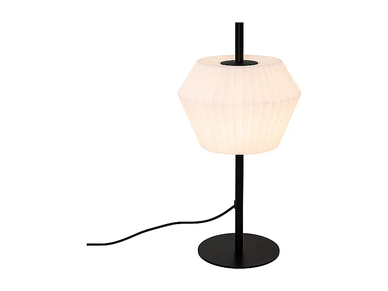 Lampe de table d'extérieur moderne noire avec abat-jour blanc IP44 - Robbert