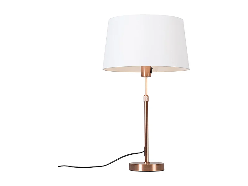 Lampe de table en cuivre avec abat-jour blanc 35 cm réglable - Parte