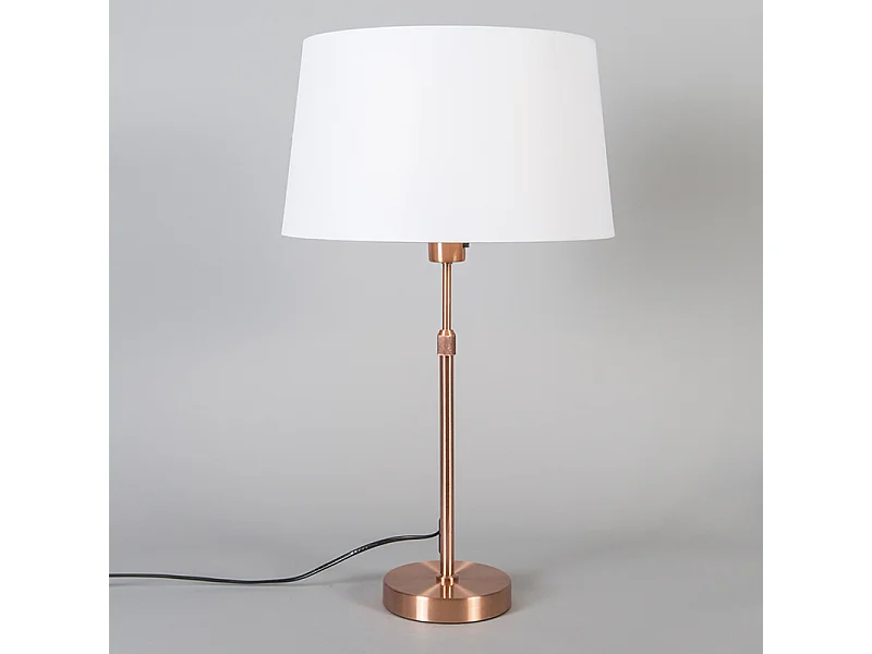 Lampe de table en cuivre avec abat-jour blanc 35 cm réglable - Parte