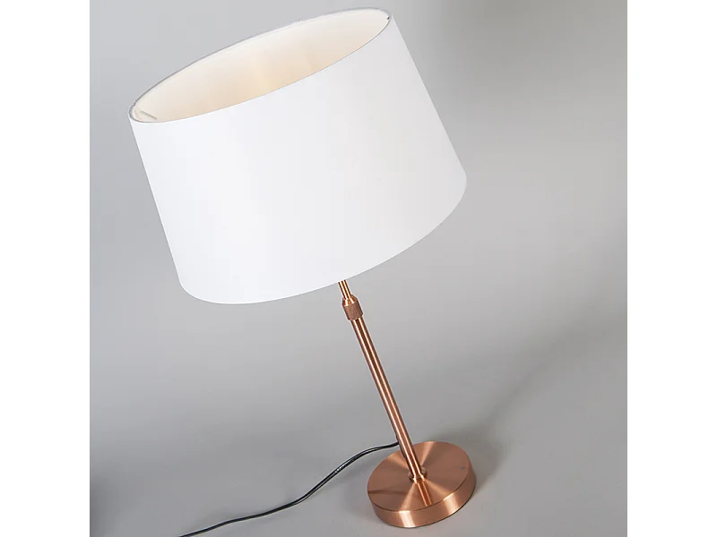 Lampe de table en cuivre avec abat-jour blanc 35 cm réglable - Parte