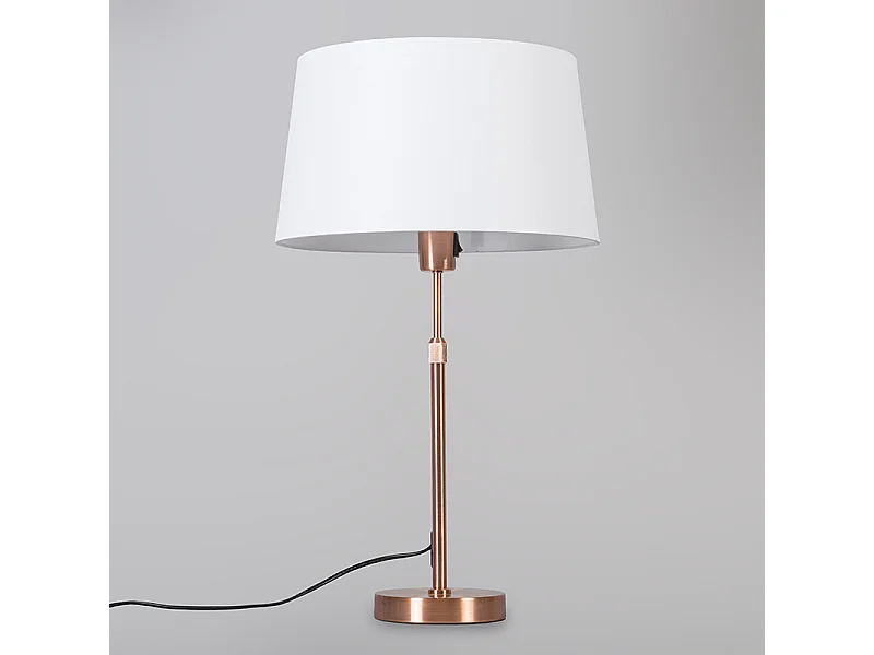 Lampe de table en cuivre avec abat-jour blanc 35 cm réglable - Parte
