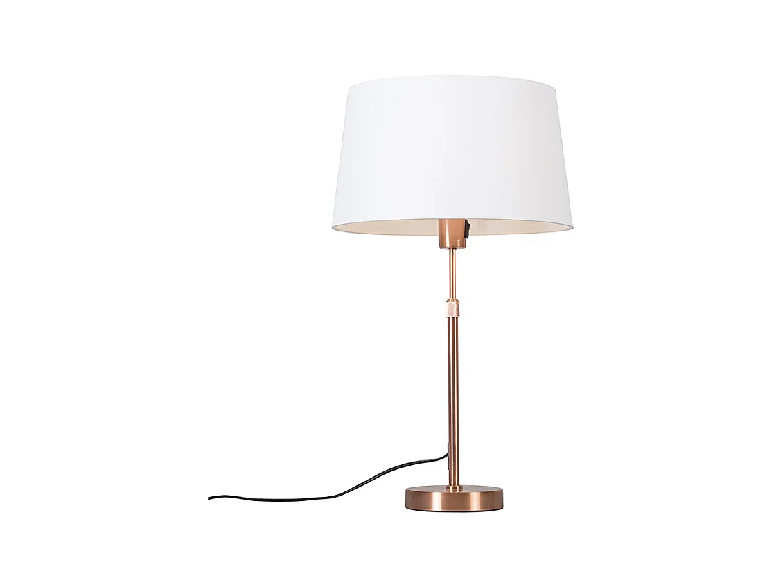 Lampe de table en cuivre avec abat-jour blanc 35 cm réglable - Parte