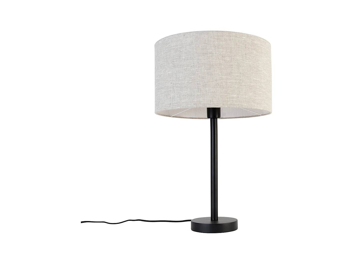 Lampe de table moderne noire avec abat-jour bouclé gris clair 35 cm - Simplo