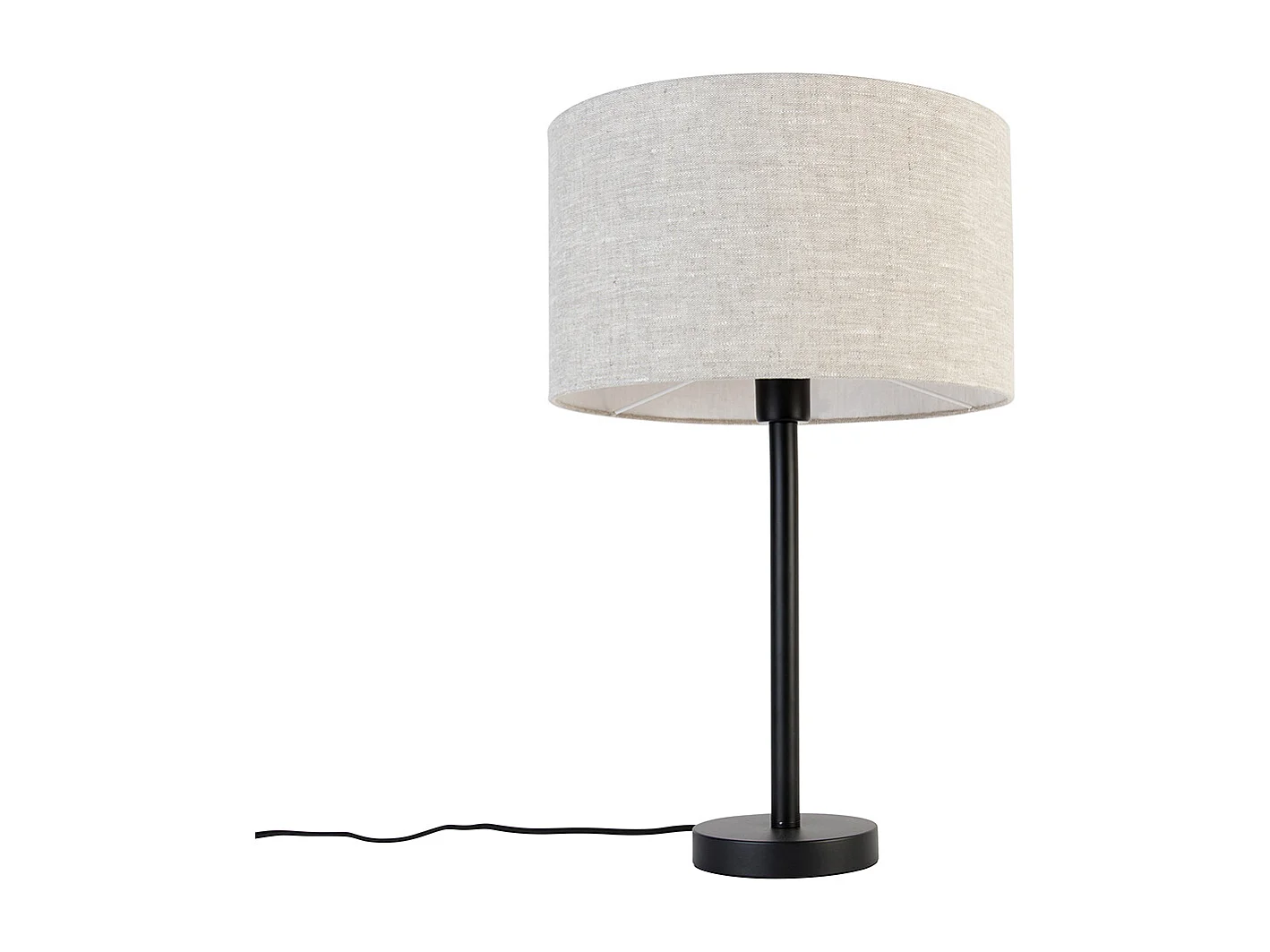 Lampe de table moderne noire avec abat-jour en lin gris clair 35 cm - Simplo