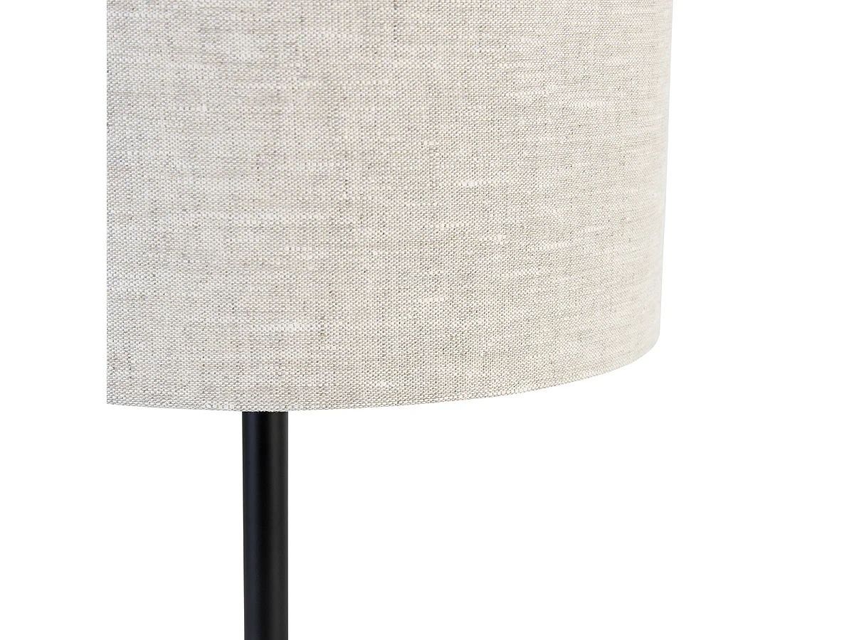 Lampe de table moderne noire avec abat-jour en lin gris clair 35 cm - Simplo