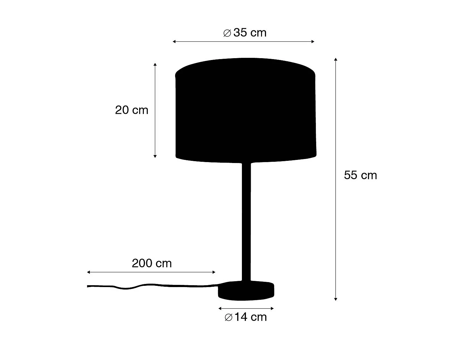 Lampe de table moderne noire avec abat-jour en lin gris clair 35 cm - Simplo