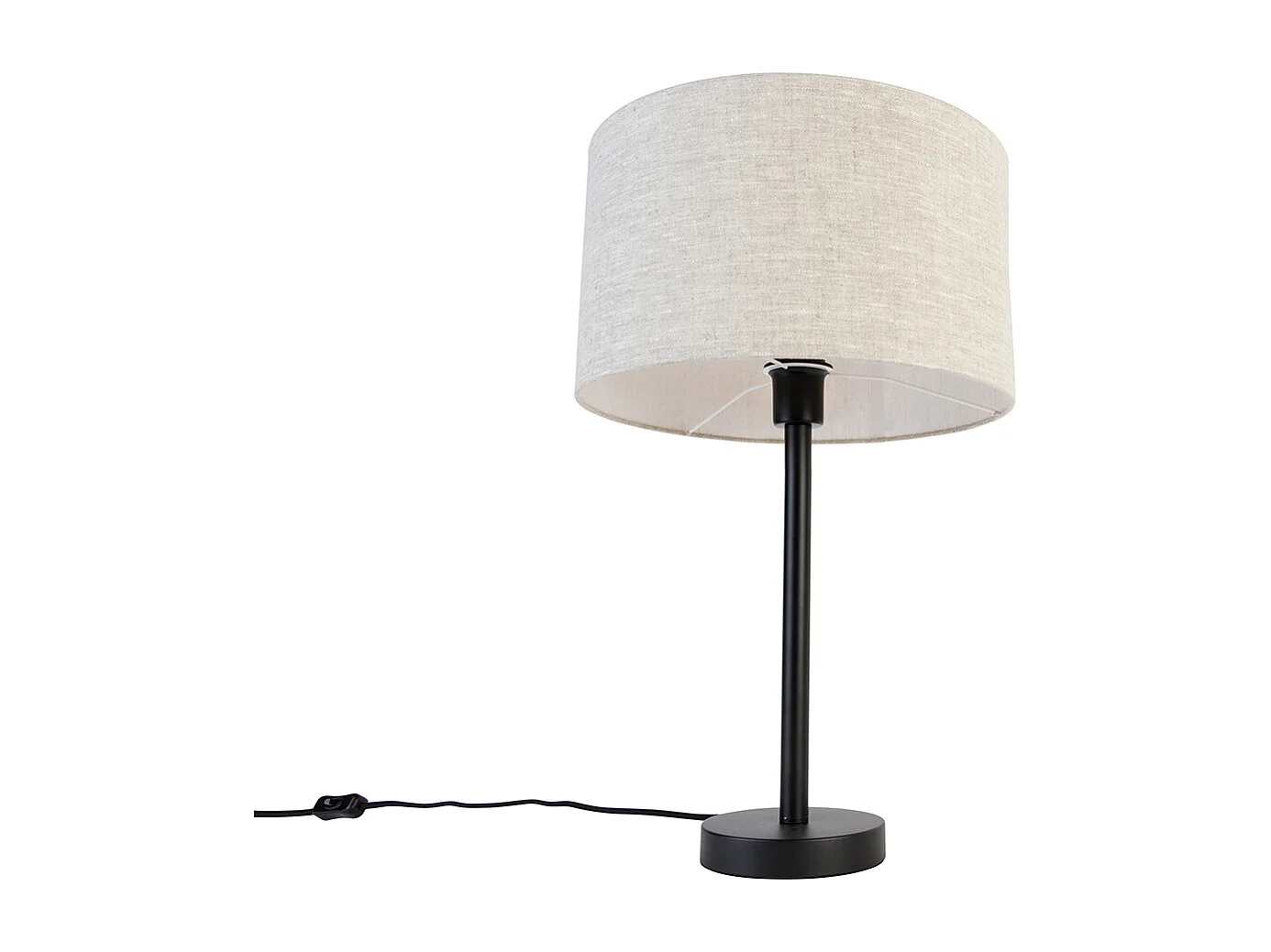 Lampe de table moderne noire avec abat-jour en lin gris clair 35 cm - Simplo