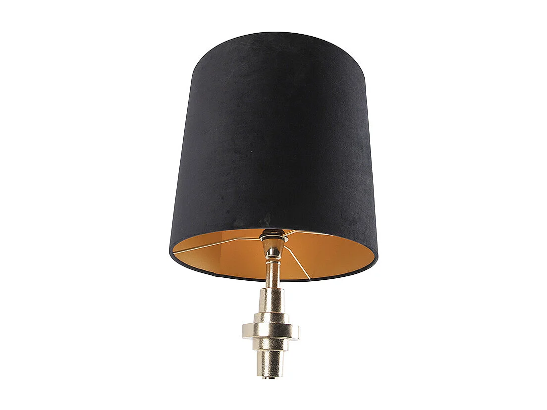 Lampe de table Art Déco dorée avec abat-jour en velours noir 40 cm - Diverso