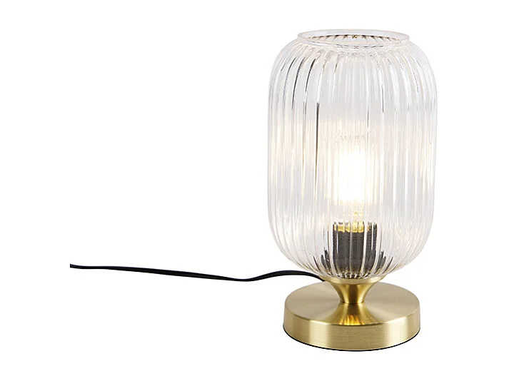 Lampe de table Art Déco laiton avec verre - Banci
