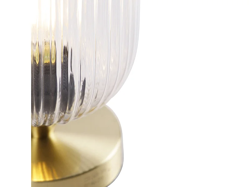 Lampe de table Art Déco laiton avec verre - Banci