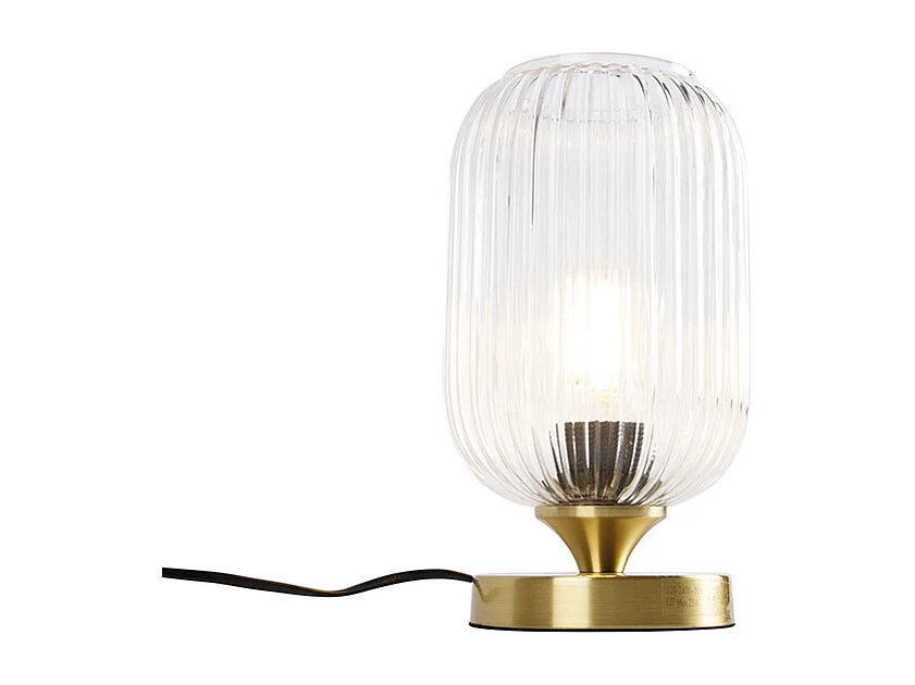 Lampe de table Art Déco laiton avec verre - Banci