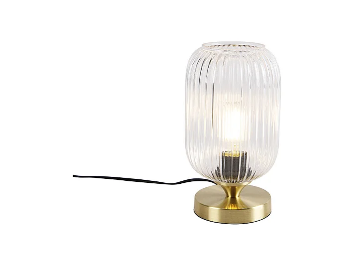 Lampe de table Art Déco laiton avec verre - Banci