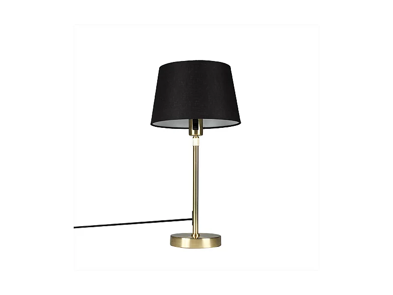 Lampe de table or / laiton avec abat-jour noir 25 cm réglable - Parte