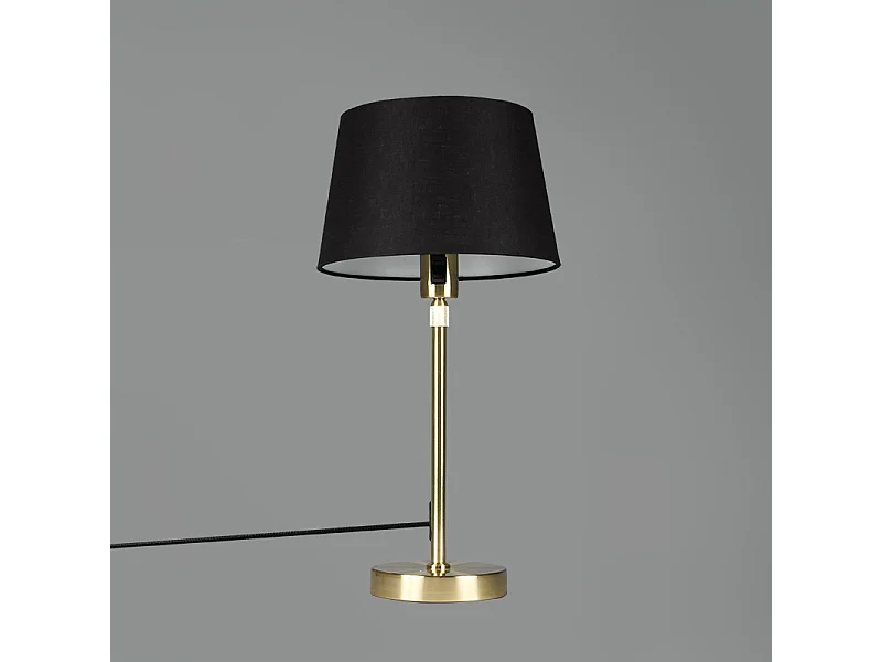 Lampe de table or/laiton avec abat-jour noir 25 cm réglable - Parte