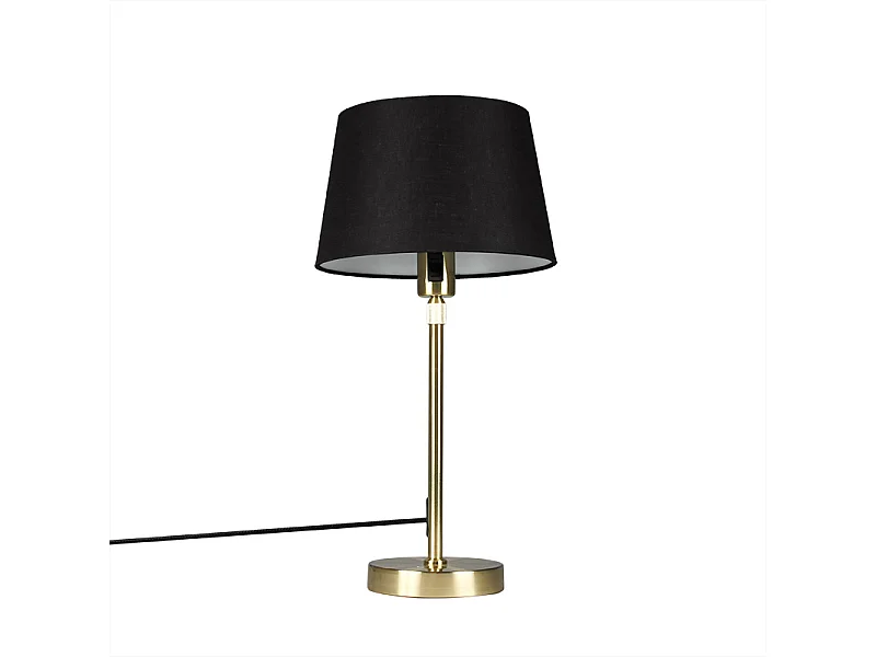 Lampe de table or/laiton avec abat-jour noir 25 cm réglable - Parte