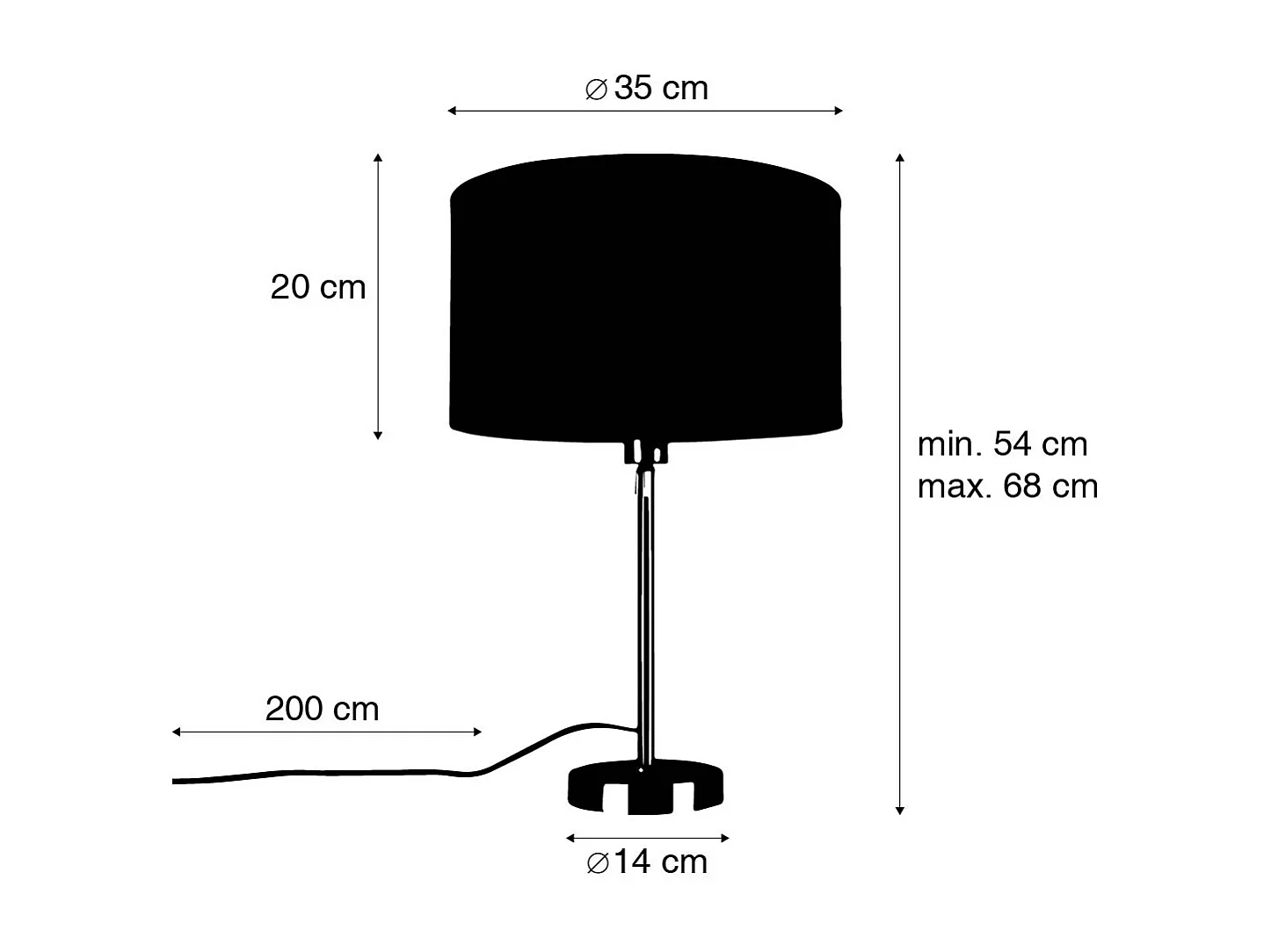 Lampe de table noire réglable avec abat-jour gris clair 35 cm - Parte
