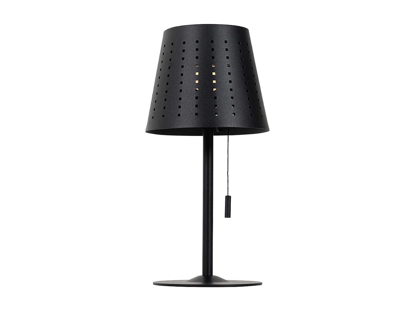 Lampe de table d'extérieur noire avec LED intégrée, 3 niveaux de luminosité, rechargeable et solaire - Ferre